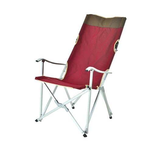 AFHDKB Klappbarer Campingstuhl Folding Chair Erwachsene Zusammen Aluminiumstuhl Hoher Rückenlehne Grillen Am Strand Freien Trägt Bis Zu 120 Kg-Red von AFHDKB
