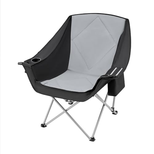 AFHDKB Klappbarer Campingstuhl Folding Chair Extra Großer Sofastuhl Tragbarer Gepolsterter Outdoor Stuhl Erwachsene Trägt 300 Pfund Kühltasche-Black von AFHDKB