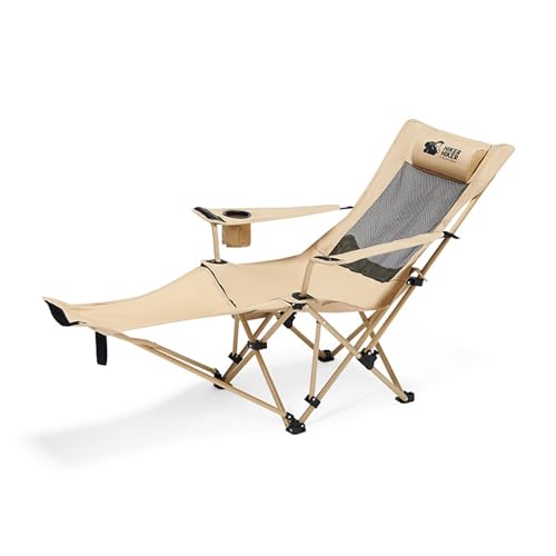 AFHDKB Klappbarer Campingstuhl Folding Chair Leicht Verstellbarer Rückenlehne Fußstütze Netz Liegestuhl Kopfstütze Getränkehalter Strand Rasen-Khaki AFHDKB Klappbarer Campingstuhl Folding Chair Leicht Verstellbarer Rückenlehne Fußstütze Netz Liegestuhl Kopfstütze Getränkehalter Strand Rasen-Khaki von AFHDKB