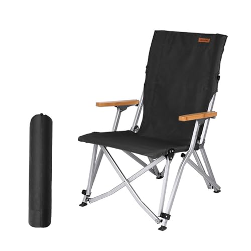 AFHDKB Klappbarer Campingstuhl Folding Chair Tragbar Hohe Rückenlehne Bequemer Stuhl Aus Segeltuch Aufbewahrungstasche Reisen Freien Strand Trägt 136 Kg-Black von AFHDKB