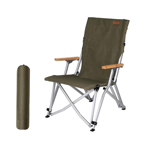 AFHDKB Klappbarer Campingstuhl Folding Chair Tragbar Hohe Rückenlehne Bequemer Stuhl Aus Segeltuch Aufbewahrungstasche Reisen Freien Strand Trägt 136 Kg-Green von AFHDKB