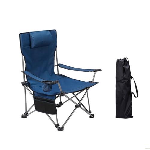 AFHDKB Klappbarer Campingstuhl Folding Chair Tragbar Kopfstütze Getränkehalter Armlehnenstuhl Picknick Rasen Freien-Blue AFHDKB Klappbarer Campingstuhl Folding Chair Tragbar Kopfstütze Getränkehalter Armlehnenstuhl Picknick Rasen Freien-Blue von AFHDKB