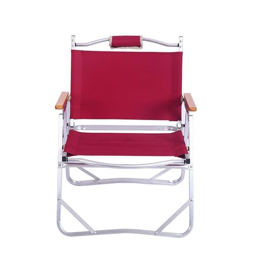 AFHDKB Klappbarer Campingstuhl Folding Chair Tragbar Niedrige Strandstühle Camp Rasen Wandern Sport Jagd Unterstützt 220 Pfund-Red von AFHDKB