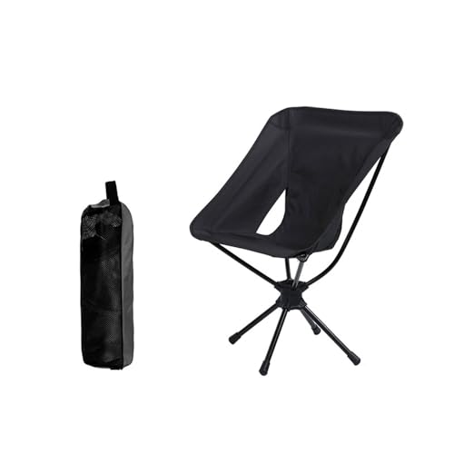 AFHDKB Klappbarer Campingstuhl Folding Chair Tragbarer Stuhl Klein Kompakt Leicht 360 ° Drehbar Mondstuhl Reisen Wandern Strand Outdoor-Black von AFHDKB
