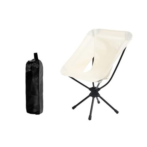 AFHDKB Klappbarer Campingstuhl Folding Chair Tragbarer Stuhl Klein Kompakt Leicht 360 ° Drehbar Mondstuhl Reisen Wandern Strand Outdoor-White von AFHDKB