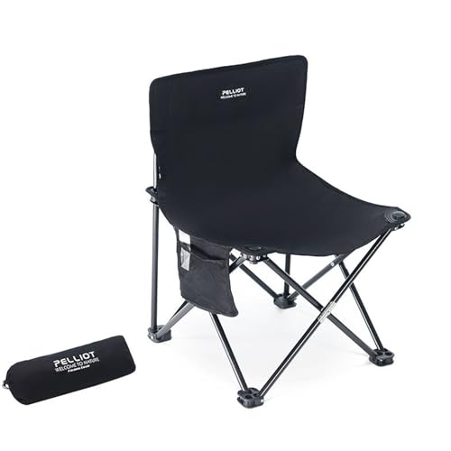 AFHDKB Klappbarer Campingstuhl Folding Chair Ultraleicht Vielen Taschen Außenbereich Strandstuhl Picknick Konzert Wandern Faltbar Trägt 110 Kg-Black von AFHDKB