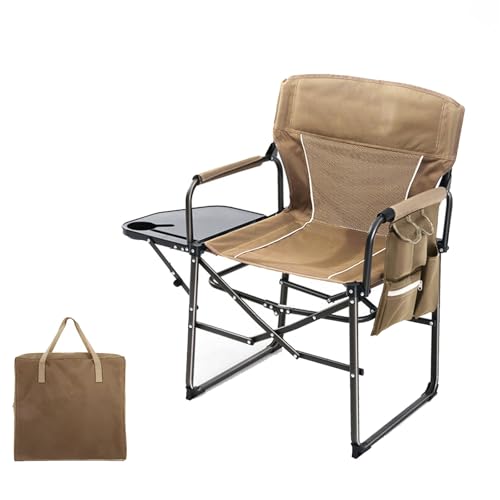 AFHDKB Klappbarer Regiestuhl Folding Chair Robuster Beistelltisch Netzrückenlehne Gartenstühle Seitentaschen Tragekapazität 135 Kg-Khaki AFHDKB Klappbarer Regiestuhl Folding Chair Robuster Beistelltisch Netzrückenlehne Gartenstühle Seitentaschen Tragekapazität 135 Kg-Khaki von AFHDKB