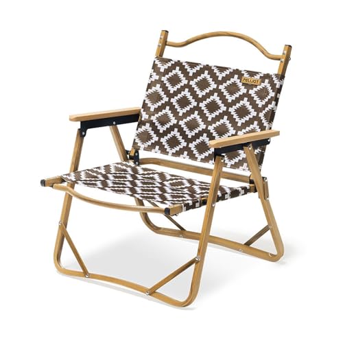 Camping Klappstuhl Folding Chair Aluminium Tragbar Leicht Gartenstuhl Picknicks Freien Angeln Unterstützt 120 Kg-Brown von AFHDKB