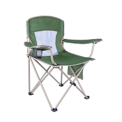 Camping Klappstuhl Folding Chair Strapazierfähig Unterstützt 330 Pfund Getränkehalter Seitentasche Strand Angeln Picknick Rasen Outdoor-Green von AFHDKB