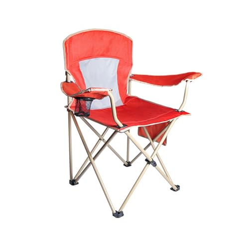 Camping Klappstuhl Folding Chair Strapazierfähig Unterstützt 330 Pfund Getränkehalter Seitentasche Strand Angeln Picknick Rasen Outdoor-Red von AFHDKB