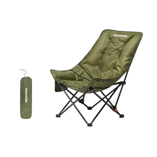 Campingstuhl Zusammenklappbar Chair Folding Hohe Rückenlehne Gepolstert Tragbar Tragetasche Zum Wandern Angeln Strand Rucksackreisen-Green von AFHDKB
