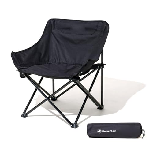 Klappbare Campingstühle Folding Chairs Tragbare Kompakte Moon Chairs Erwachsene Tragetasche Draußen Rasen Angeln Wandern-Black von AFHDKB