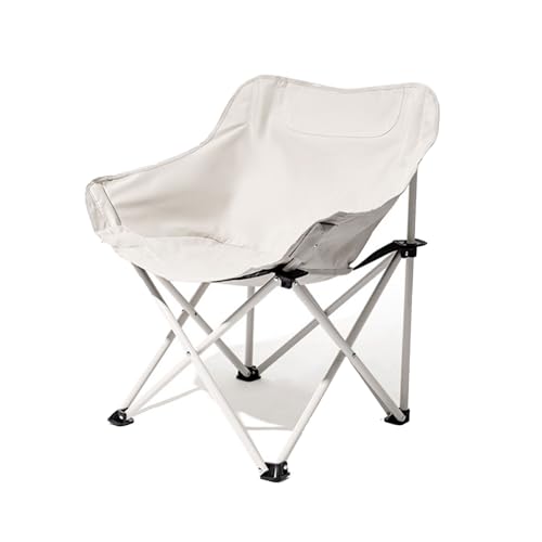 Klappbare Campingstühle Folding Chairs Tragbare Kompakte Moon Chairs Erwachsene Tragetasche Draußen Rasen Angeln Wandern-White von AFHDKB