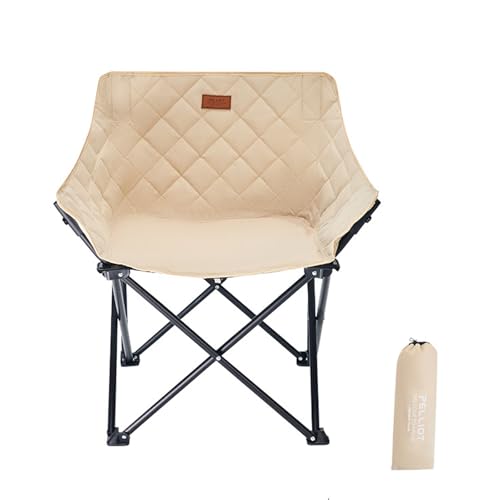 Klappbarer Campingstuhl Folding Chair Gepolsterter Runder Mondstuhl Außenbereich Trägt Bis Zu 120 Kg Strandwanderungen Angeln Picknick Rasen-Khaki von AFHDKB