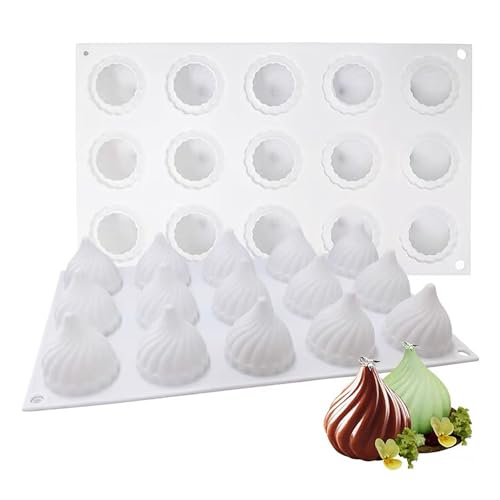 AFINSEA 3D-Silikonformen für Mousse, Kuchen, französische Dessertform für Gebäck, Schokolade, wiederverwendbar, antihaftbeschichtet, leicht zu lösen (15 Mulden) von AFINSEA