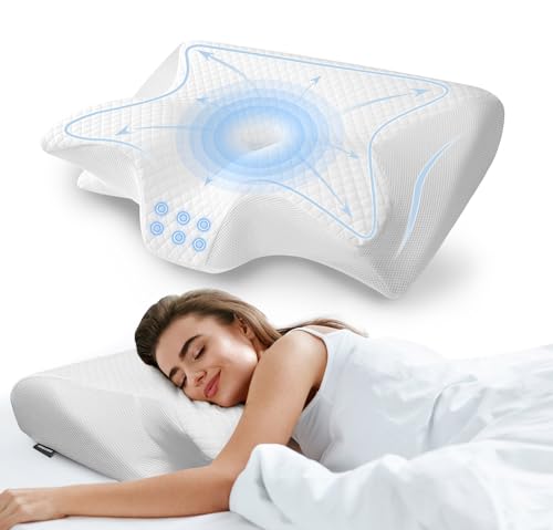 AFNGWWIN Orthopädisches Kissen Memory Foam Kopfkissen Nackenkissen Ergonomisches Nackenstützkissen HWS Kissen für Seitenschläfer, Bauchschläfer & Rückenschläfer 60 x 40 x 11/13 cm von AFNGWWIN