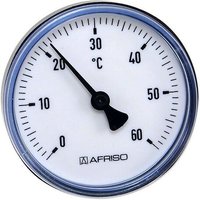 Bimetall-Thermometer - Gehäuse ABS-Kunststoff schwarz (ø 63 mm), 1/2'' x 40 mm, Skala 0-60 °c, schwarz - Afriso von AFRISO