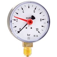 AFRISO Manometer RF 63 - Anschluss radial 1/4'' AG - Anzeige 0 - 10 bar - Solar geeignet von AFRISO