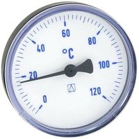 Bimetall-Thermometer - Gehäuse ABS-Kunststoff schwarz (ø 63 mm), 1/2'' x 40 mm, Skala 0-120 °c, blau - Afriso von AFRISO