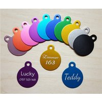 Hundemarke Rund Mit Öse Klein Inkl. Gravur, Farbauswahl von AFStrendshop