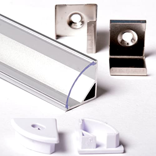 AFTERTECH 1 x 3 Meter 1616 16 x 16 mm Eckprofil aus Aluminium für LED-Streifen LED-Streifen 3 m 3 m + Abdeckung (1 x 3 Meter 1616 klar) von AFTERTECH