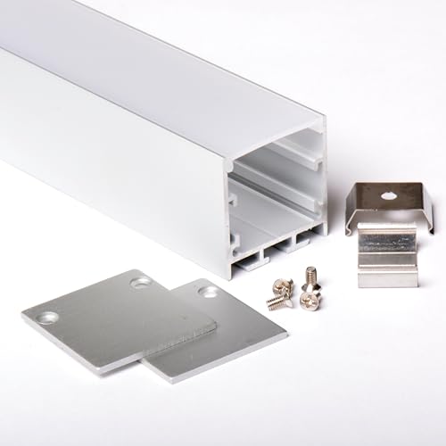AFTERTECH 1 x 3 Meter 3535R 35 x 35 mm quadratisches Aluminiumprofil für LED-Streifen ganze starre Leiste 3 m 300 cm Kunststoff matt zum Aufhängen (1 x 3 Meter 3535R Abfluss) von AFTERTECH