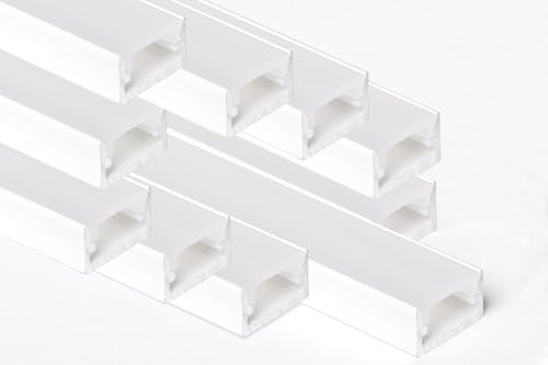 AFTERTECH 10 x 2 Meter (20 m) 1207B 12 x 7 mm Aluminiumprofil weiß Minimal für LED-Streifen ganze starre Leiste 2 m + matte Abdeckung (10 x 2 Meter 1207 Weiß Nebel) von AFTERTECH