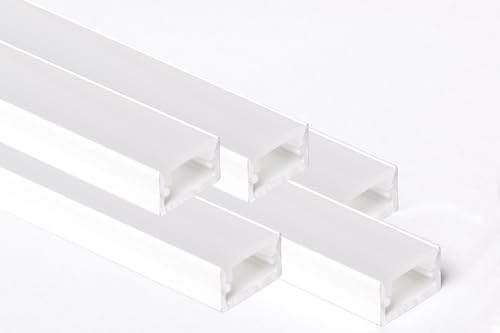 AFTERTECH 5 x 2 Meter (10 m) 1207B 12 x 7 mm Aluminiumprofil weiß Minimal für LED-Streifen ganze starre Leiste 2 m + matte Abdeckung (5 x 2 Meter 1207 Weiß Grün) von AFTERTECH