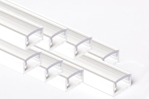 AFTERTECH 8 x 1 Meter (8 m) 1207B 12 x 7 mm Aluminiumprofil weiß Minimal für LED-Streifen ganze starre Leiste 1 m + transparente Abdeckung (8 x 1 Meter 1207 weiß klar) von AFTERTECH