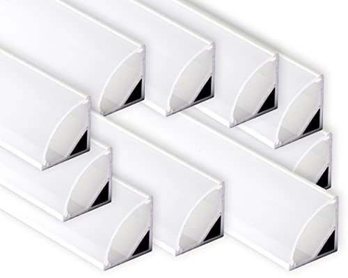 AFTERTECH Eckprofil aus Aluminium, Weiß, 16 x 16 mm, für starre LED-Streifen – 10 x 3 m (30 m) 1616B + Abdeckung von AFTERTECH