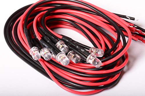 Aftertech® 10 UV LED ULTRAVIOLET 5 mm HOLZ VERDRAHTET 30 cm MIT WIDERSTAND 12 V MIT KABEL A2B34 von AFTERTECH