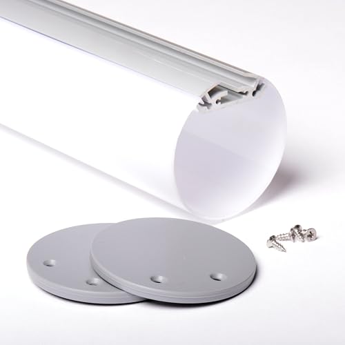 Aftertech® 2m 2m 6060B 58mm ø RUNDES PROFIL GROSSE ROHR-ALUMINIUMSTREIFEN LED-STREIFEN 2MT FEDERUNG von AFTERTECH