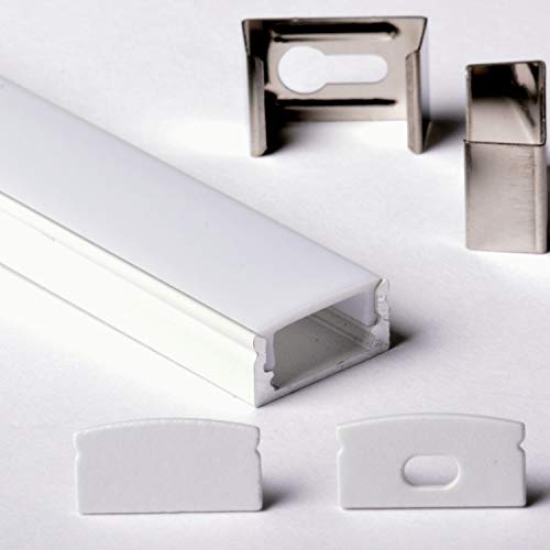 Aftertech® 3m 3 Meter 1708 ALUMINIUMPROFIL FÜR LED STRIP STRIP RIGID BAR 3MT + ABDECKUNG (1708B BIANCO Abdeckung BIANCA) von AFTERTECH