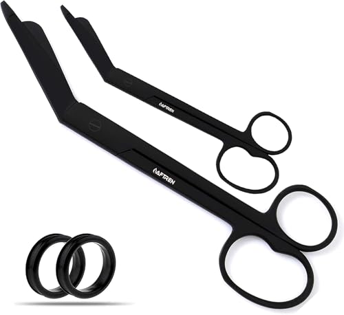 Erste-Hilfe-Verbandscheren-Set für medizinische Krankenschwestern, großes Ring-Trauma-Scheren-Set, J2, Edelstahl, 8,5 und 5,5 Zoll (Schwarz) von AFTREN