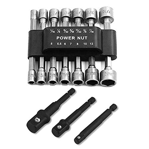 AFUNTA 14 x Power Nut Driver Bit & 3 x Socket Adapters, Sechskantschaft Schlagschrauber-Set von AFUNTA