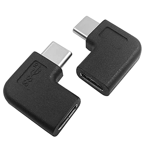 USB-C-Adapter, 90 Grad, Typ C, Stecker auf Buchse, rechter und linker USB-C, USB 3.1, Typ C, Stecker auf Buchse, Verlängerungsadapter für Laptop & Tablet & Handy, 2 Stück von AFUNTA