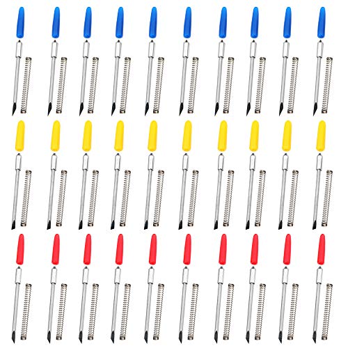 AFUNTA 30 Stück 30/45/60 Grad Tranchiermesser Vinyl Cutter Plotter Schneideklingen für CB09 CB09U Graphtec - Blau, Gelb, Rot von AFUNTA