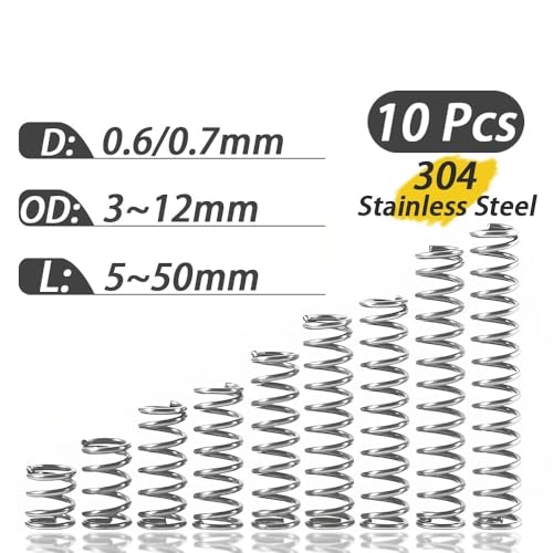 10 Pcs 0,6mm,7mm Druckfedern 304 Edelstahl Micro Kleine for Mini Zylindrische Federn for Reparaturen Teile(0.6mm(10Pcs)/40mm,8mm) von AFUSFEXP