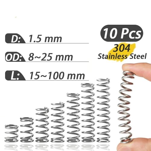 10 Stück 1,5 mm Edelstahl-Druckfedern 304 Stahl for Maschinen und Kraftfahrzeuge, langlebige elastische Druckentlastungsfedern, Durchmesser (8 mm/9 mm/10 mm/11 mm/12 mm)(30mm,9mm) von AFUSFEXP