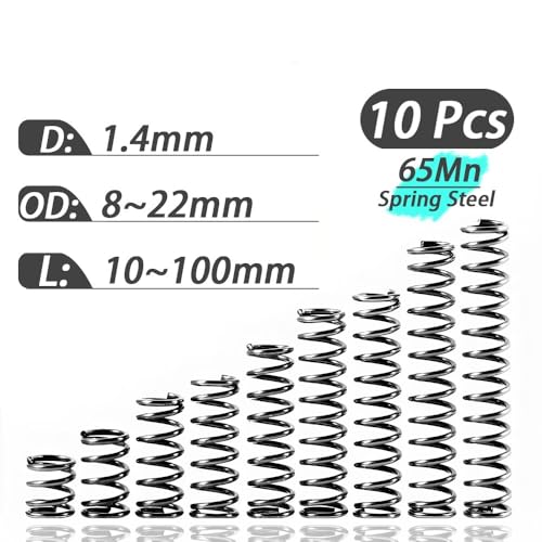 10 Stück 65Mn Drahtdurchmesser 1,4 mm Zylindrische Druckfeder Maschinenschraubenfedern Stahl Hohe Elastizität Druckentlastung Außendurchmesser (17-22 mm)(80mm,22mm) von AFUSFEXP