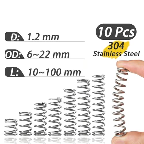 10 Stück Federdraht 1,2 mm Druckfedern-Set Edelstahlfeder Metallelastizität Druckentlastung Maschinen Schraubenfedern Außendurchmesser (16 mm/17 mm/18 mm/20 mm/22 mm)(90mm,16mm) von AFUSFEXP