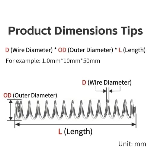 10 Stücke Drahtdurchmesser 1,6mm 304 Edelstahl Druckfeder for Maschinen Automobilindustrie Industrielle Elastische Korrosionsbeständig(60mm,14mm) von AFUSFEXP