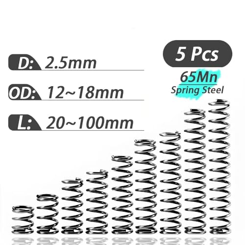 5 Stück 65Mn Drahtdurchmesser 2, mm Zylindrischer Druckfederstahl Hohe Elastizität Druckentlastungsmaschinen Schraubenfedern Drahtaußendurchmesser (16/17/18 mm)(90mm,18mm) von AFUSFEXP