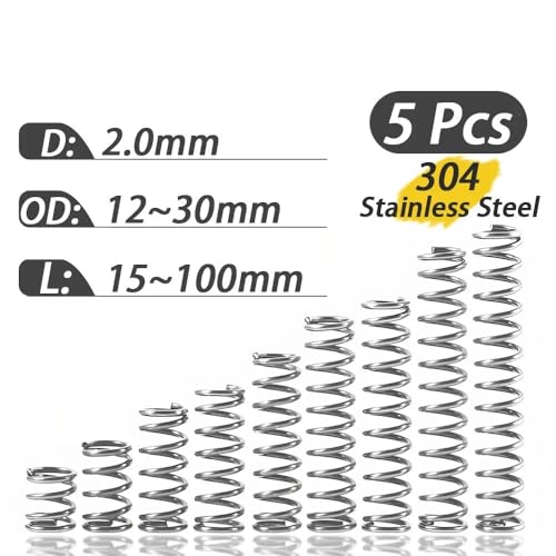 5 Stück Drahtdurchmesser 2,0 mm 304 Edelstahl-Druckfedern 12, 13, 14, 15, 16 Außendurchmesser Maschinen Motorradfedern Industrieautomobil(80mm,15mm) von AFUSFEXP