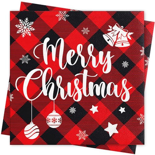 AFYHH Servietten Weihnachten Deko 40Stück Rot Servietten Tischdeko Weihnachten Serviette weihnachtsservietten Geburtstag Merry Christmas Napkins Weihnachts Tischdeko Weihnacht Papierservietten 33x33cm von AFYHH