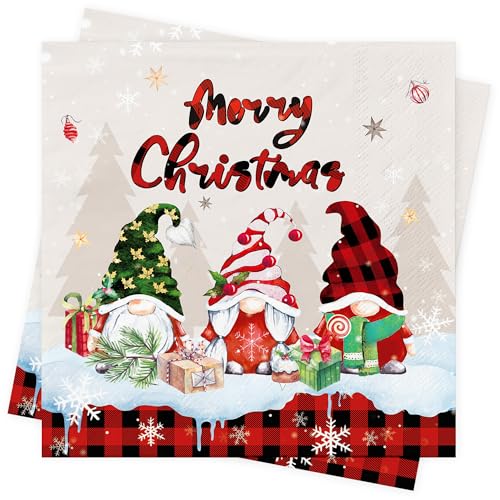 AFYHH Weihnachten Servietten Tischdeko Weihnachtsservietten - 40 Stück Servietten Weihnachten Deko Geburtstag Rot Merry Christmas Napkins Weihnachts Tischdeko Papierservietten 33x33cm von AFYHH