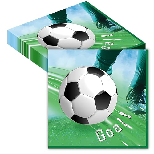 AFYHH Fußball Servietten Geburtstag Deko - 40Stück Fußball EM 2024 Servietten Deko Tischdeko Papierservietten Fußball Kindergeburtstag Party Deko Jungen Geburtstag Party Deko von AFYHH