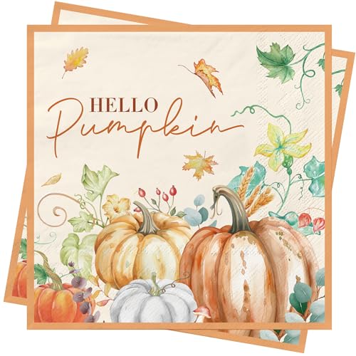 40Stück Herbst Servietten Herbst Deko Kürbis Servietten Thanksgiving Tischdeko Deko Cocktail Servietten Herbst Papierservietten mit Herbstblätter Halloween Servietten Ernte Herbst Party Zubehör von AFYHH