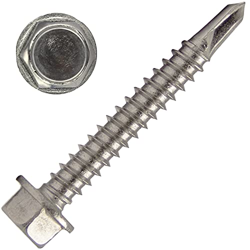 Bohrschrauben Selbstschneidend Sechskantkopf und Bund 4,2x13 mm Form K (25 Stück) aus Edelstahl A2 (V2A) Sechskantschrauben Blechschrauben DIN 7504 Außensechskant Schnellbauschrauben | AG-BOX® von AG-BOX