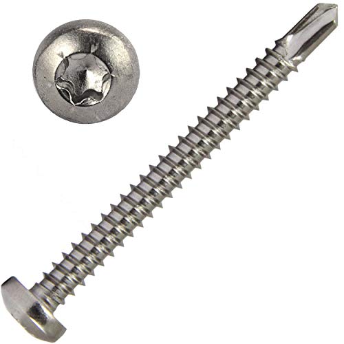 Bohrschrauben mit Linsenkopf TORX 4,8x16 mm Form M (100 Stück) aus Edelstahl A2 (V2A) Blechschrauben DIN 7504 Linsenkopfschraube Innensechsrund | AG-BOX® von AG-BOX